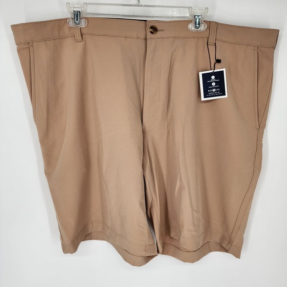 NEW Club Room Eco-Tech Shorts Men's 42 Tan‎ Chinos 4-Way Stretch 9" NWT - Picture 2 of 12